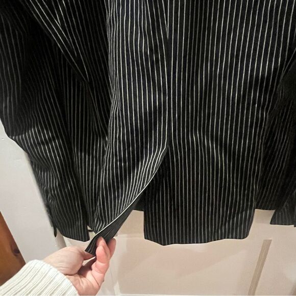 Lauren Ralph Lauren Wool blend striped blazer Black tan cream colored stripes - Picture 6 of 10